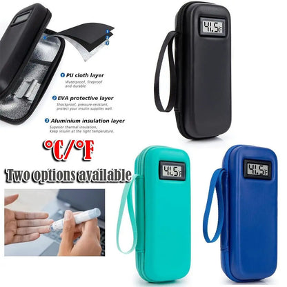 Insulin Cooler Travel Case with Thermometer Display Waterproof Medicine Organizer Bag Insulin Cooling Bag for Diabetics